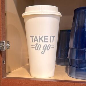 Cream Travel Mug with Lid